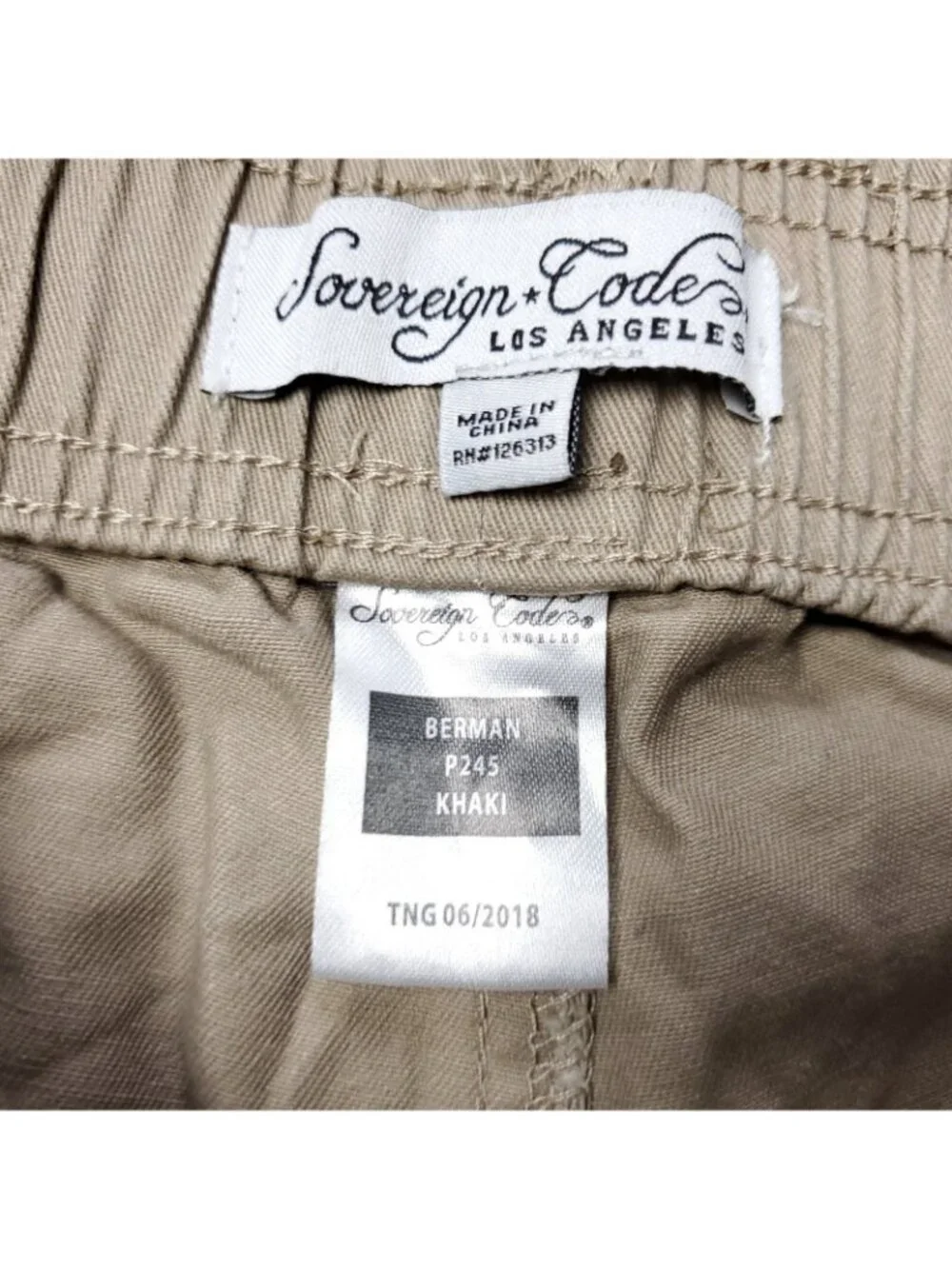 Sovereign Code Berman Pants Mens 28 x26 Joggers Khaki Chino Tan Drawstring